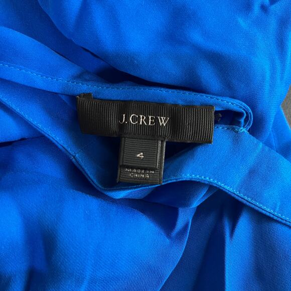 J. Crew Blouse Womens Size 4 Blue Silk Cutout Back Short Sleeves Crew Neck - Picture 6 of 10
